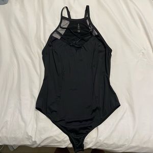 Mesh Crisscross High Neck Body Suit